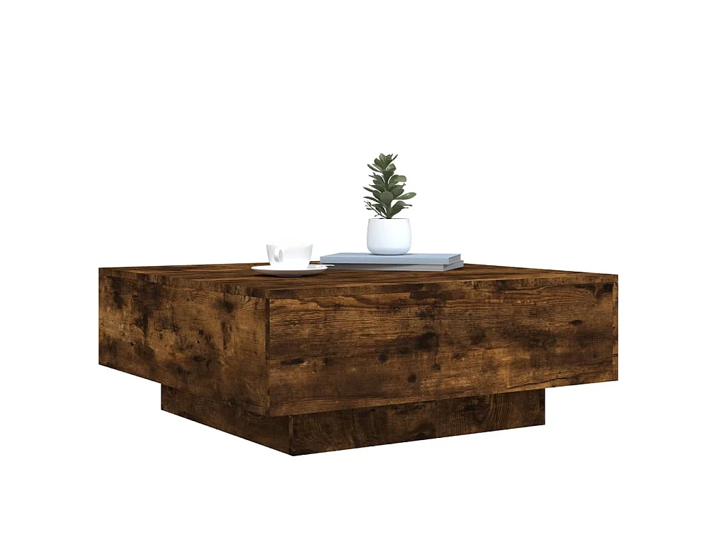 Salontafel 80x80x31 cm bewerkt hout gerookt eikenkleurig
