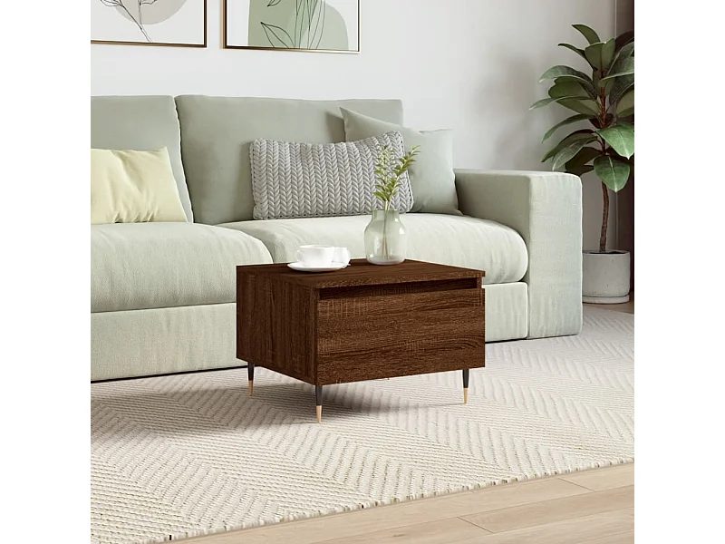 Mesa de centro madera de ingeniería marrón roble 50x46x35 cm