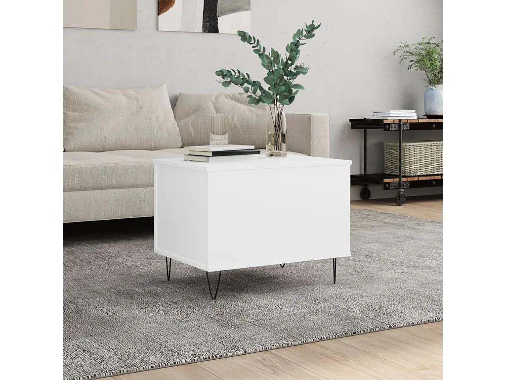 Table basse Blanc 60x44,5x45 cm Bois d'ingénierie