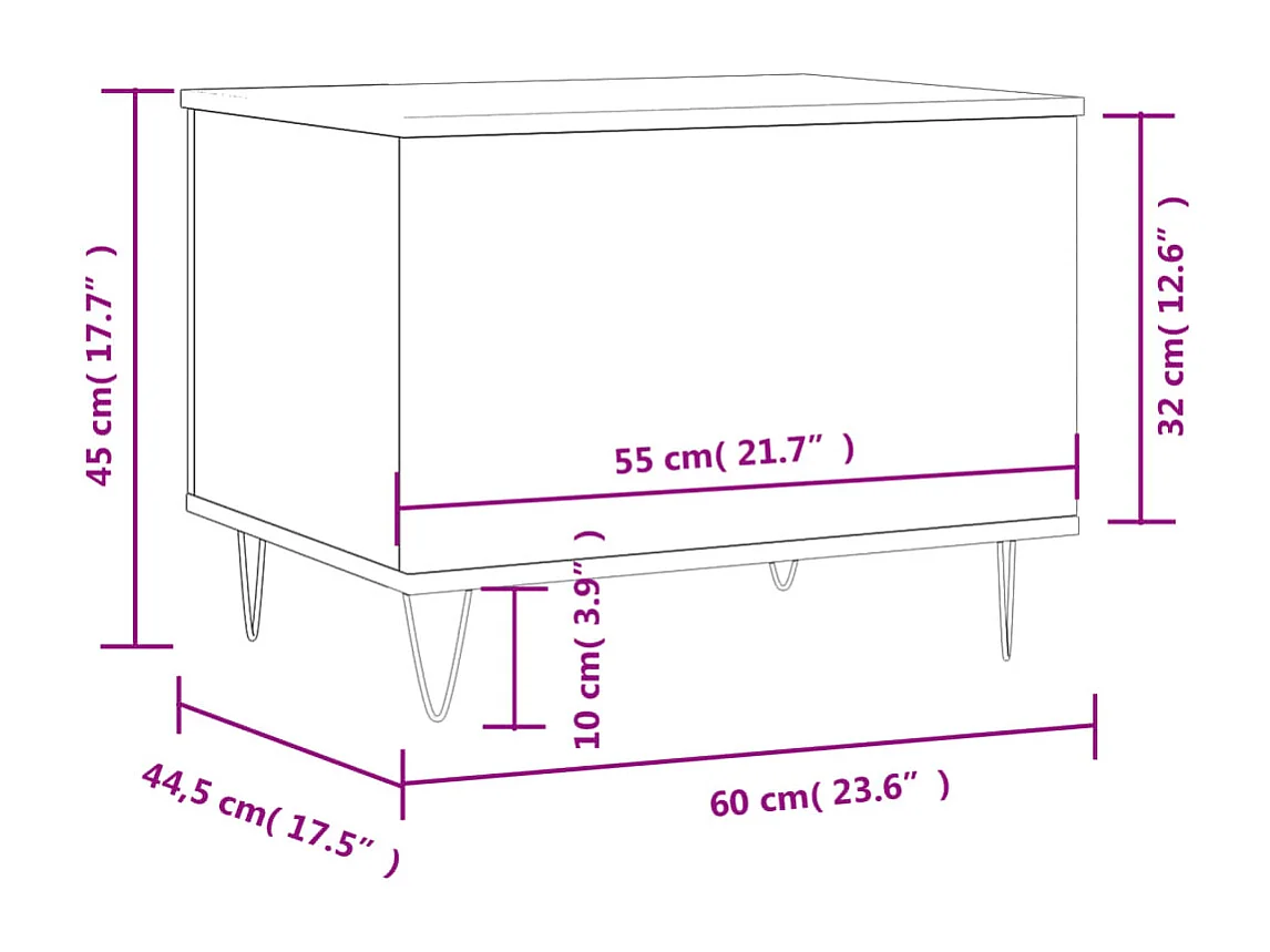 Table basse Blanc 60x44,5x45 cm Bois d'ingénierie
