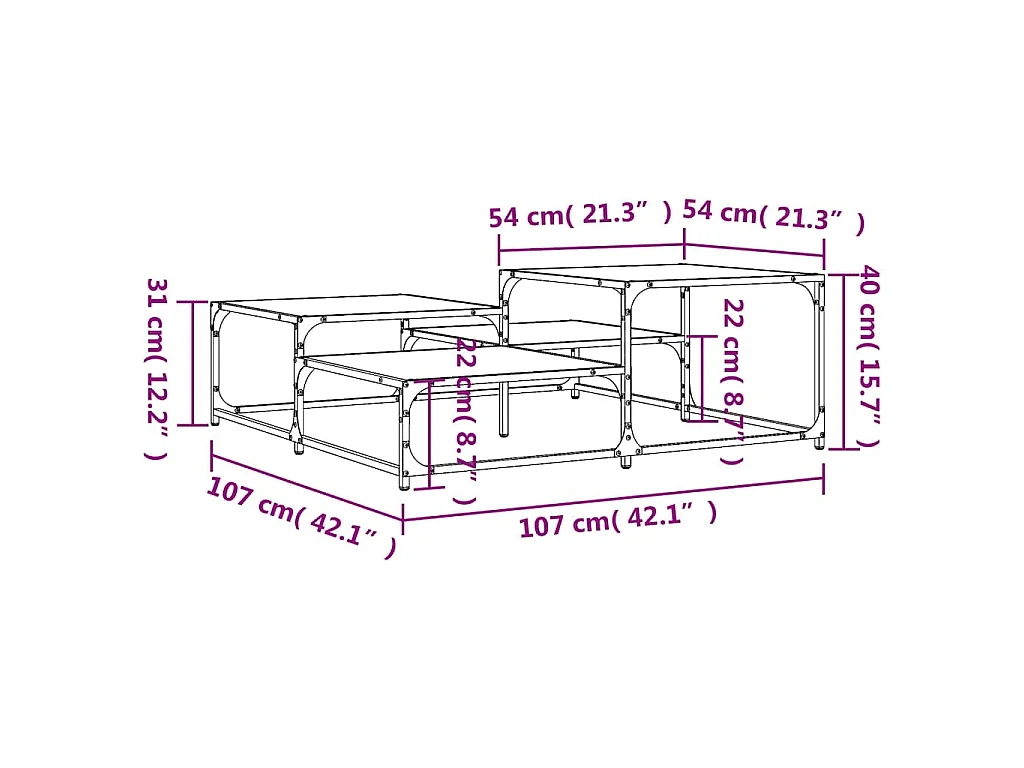 Couchtisch Schwarz 107x107x40 cm Holzwerkstoff