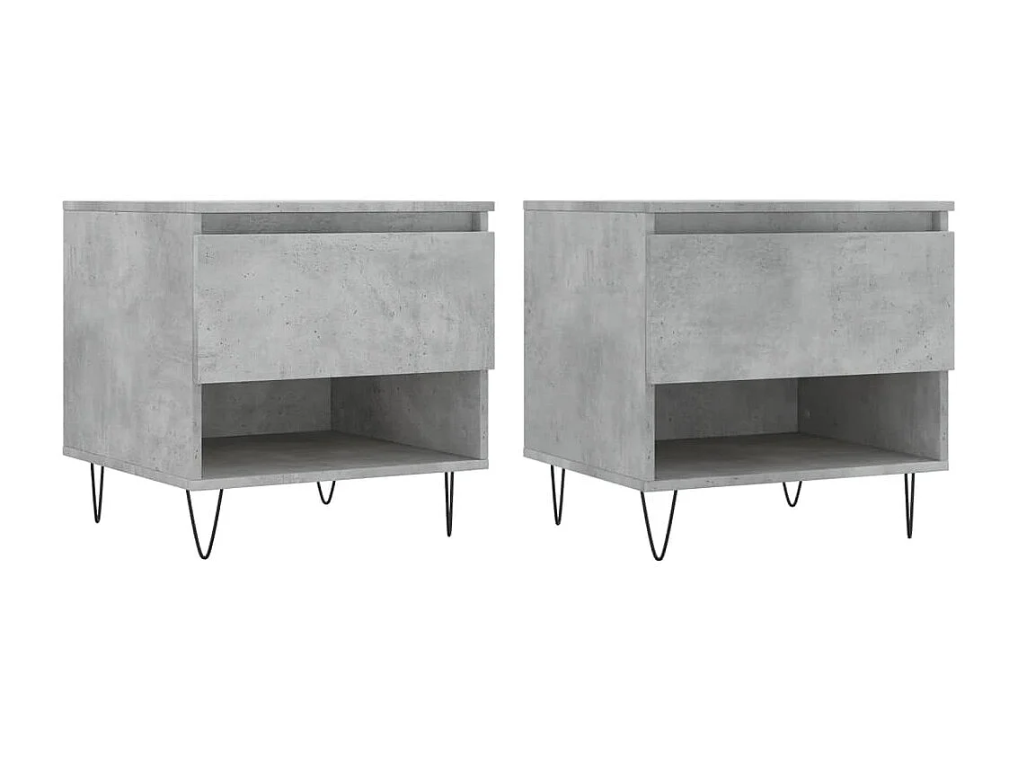 Tables basses 2 pcs gris béton 50x46x50 cm bois d'ingénierie