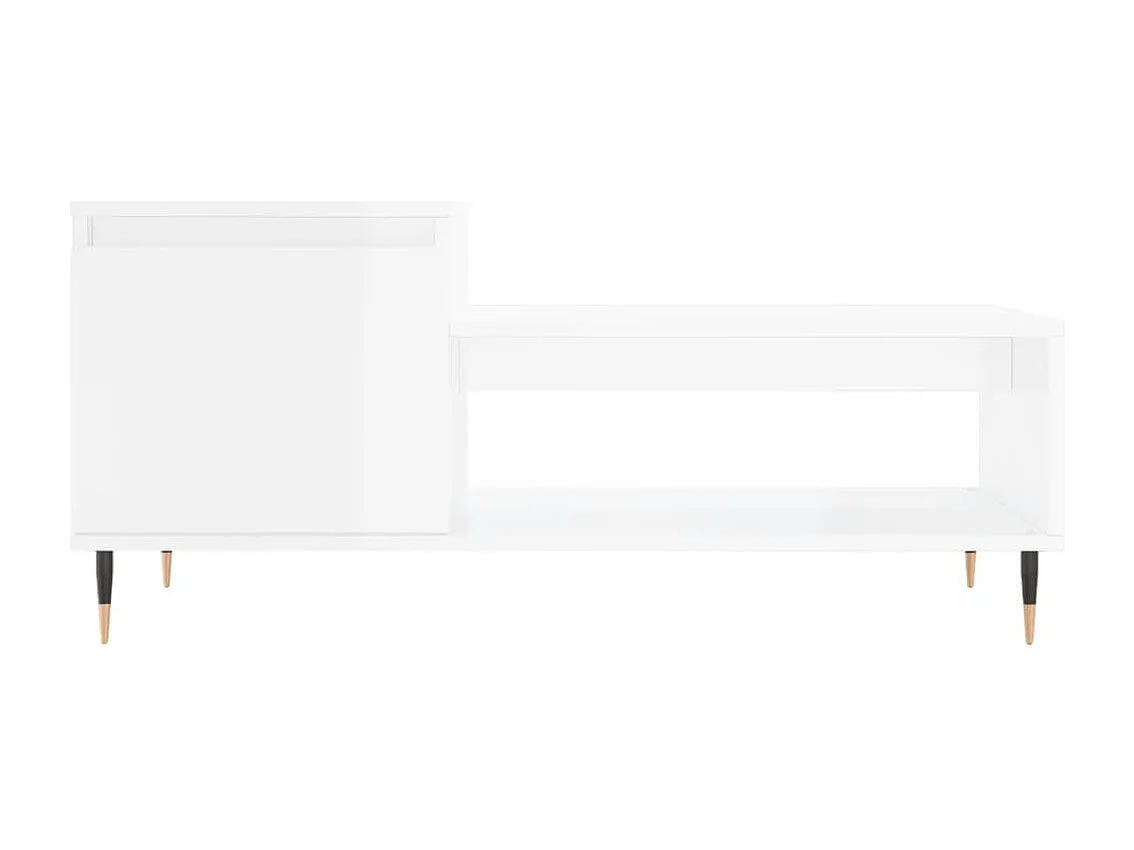 Tavolino da Salotto Bianco Lucido 100x50x45cm Legno Multistrato