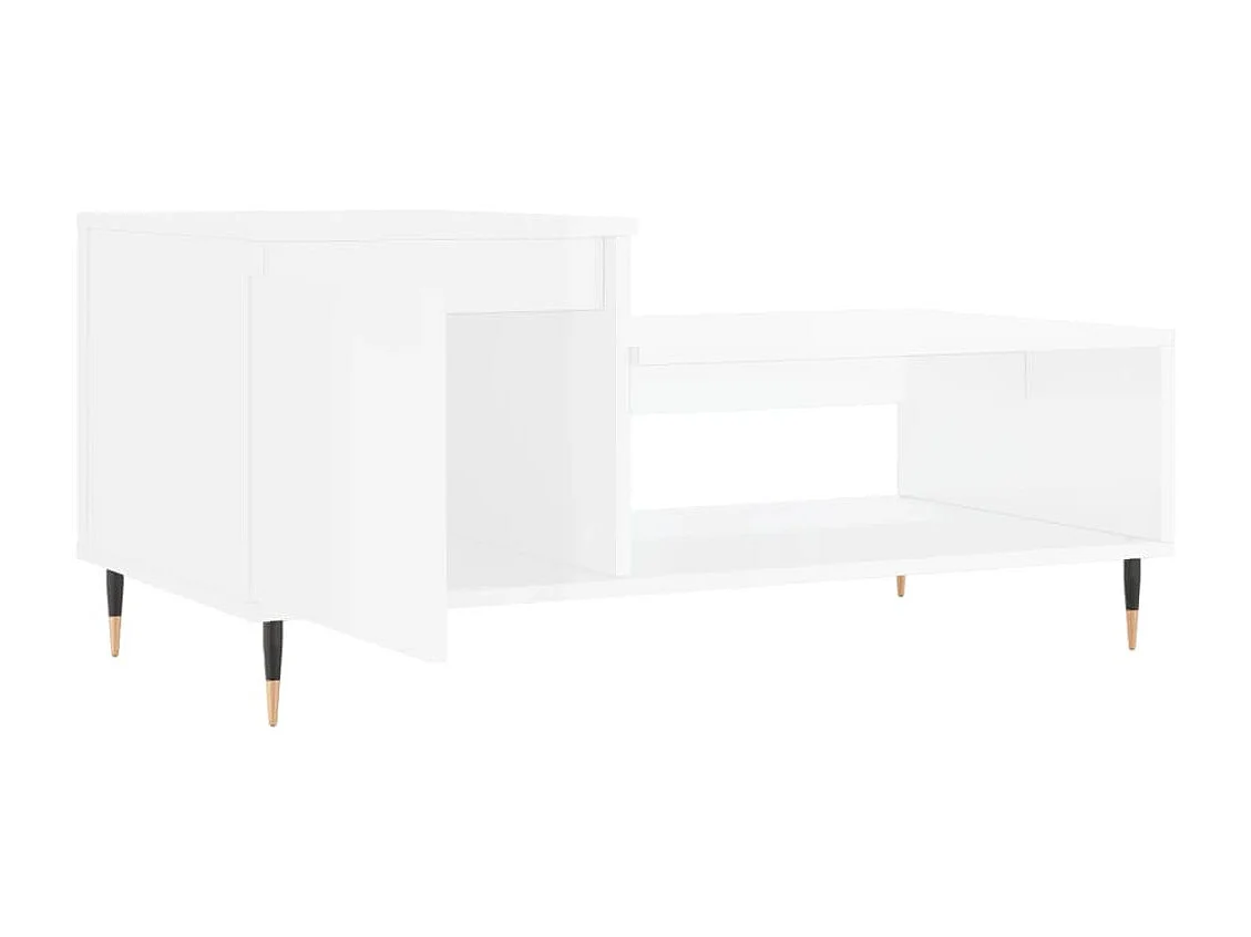 Tavolino da Salotto Bianco Lucido 100x50x45cm Legno Multistrato