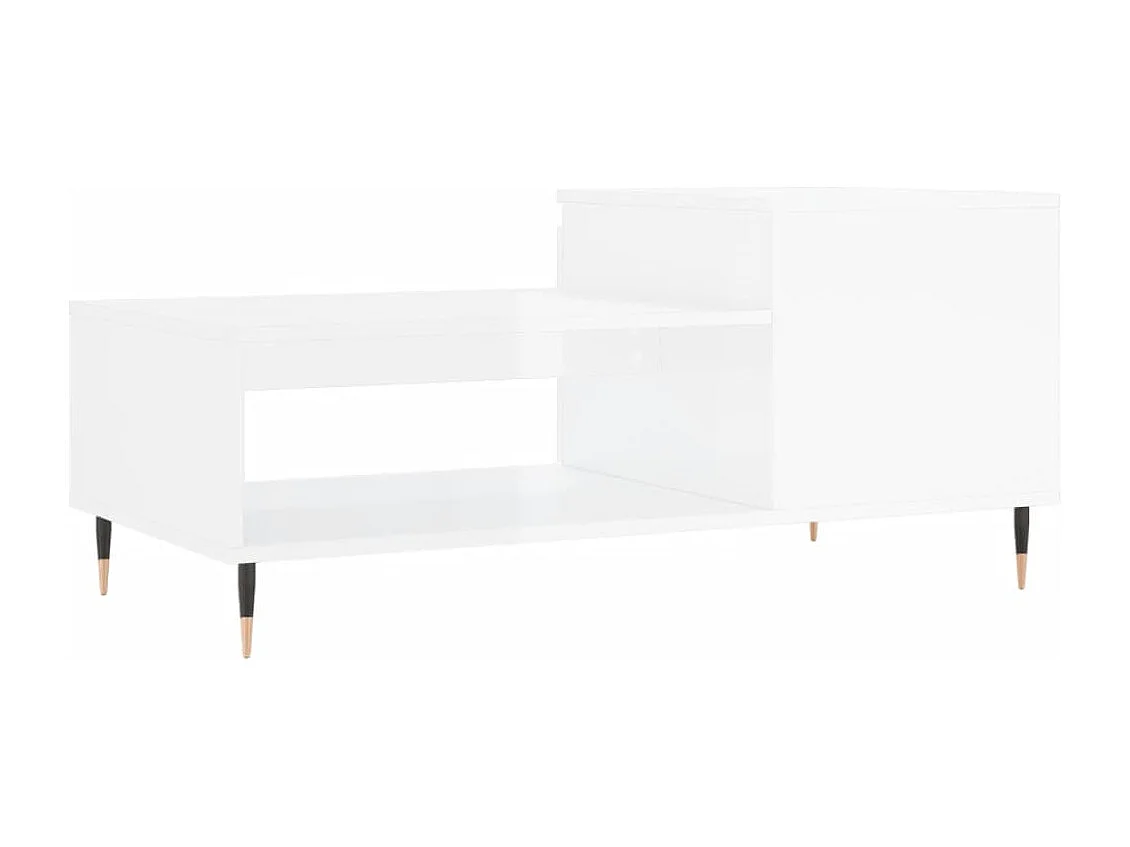 Tavolino da Salotto Bianco Lucido 100x50x45cm Legno Multistrato
