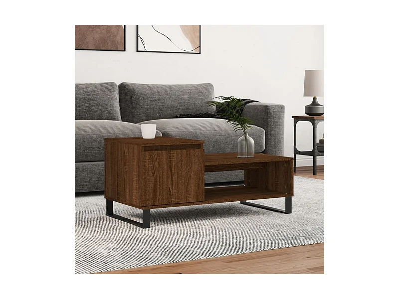 Table basse Chêne marron 100x50x45 cm Bois d'ingénierie
