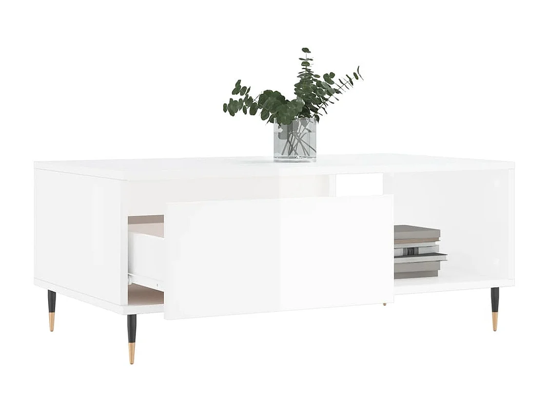 Couchtisch Hochglanz-Weiß 90x50x36,5 cm Holzwerkstoff