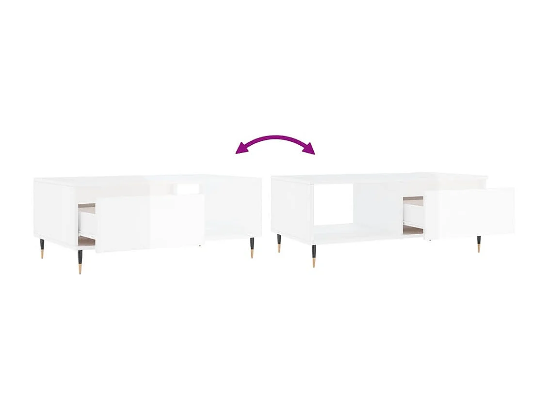 Couchtisch Hochglanz-Weiß 90x50x36,5 cm Holzwerkstoff