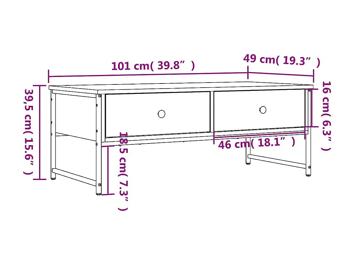 Couchtisch Sonoma-Eiche 101x49x39,5 cm Holzwerkstoff