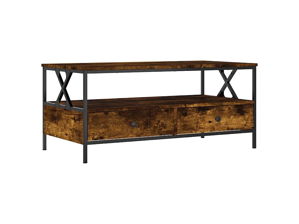 Tavolino da Salotto Rovere Fumo 100x51x45 cm Legno Multistrato