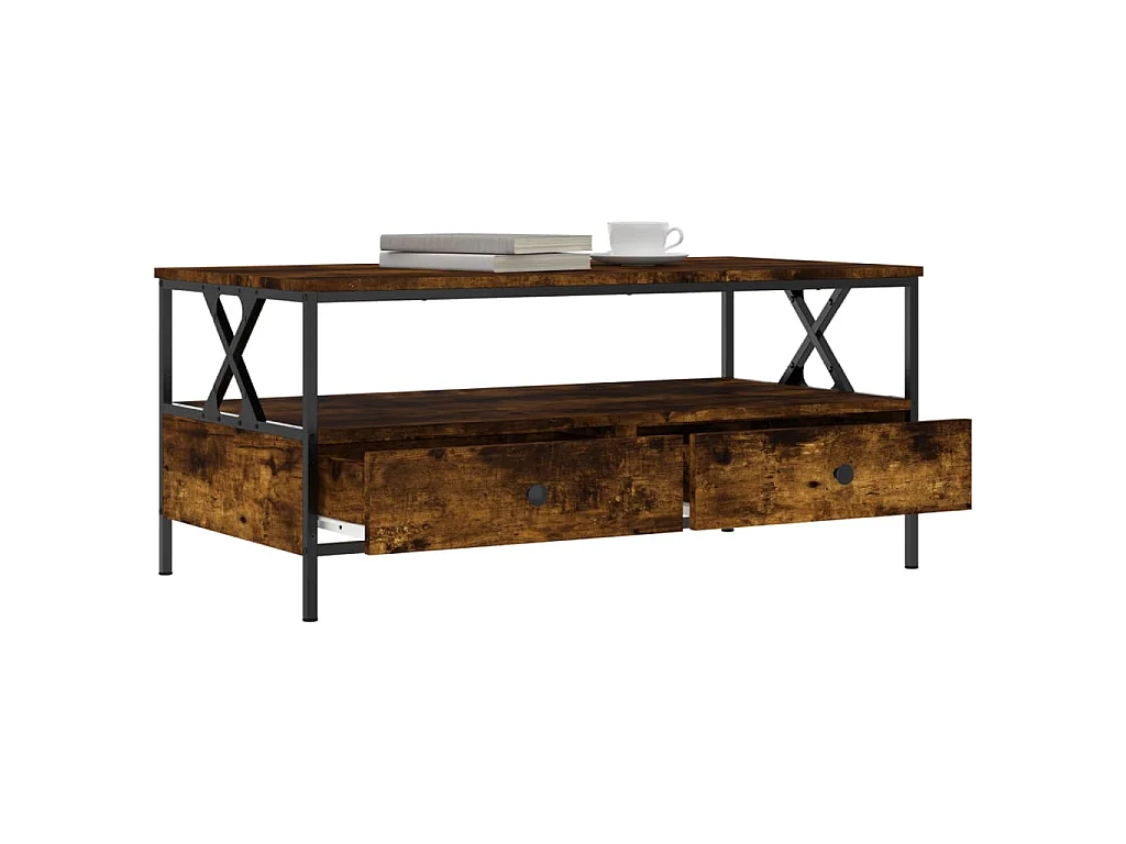 Tavolino da Salotto Rovere Fumo 100x51x45 cm Legno Multistrato