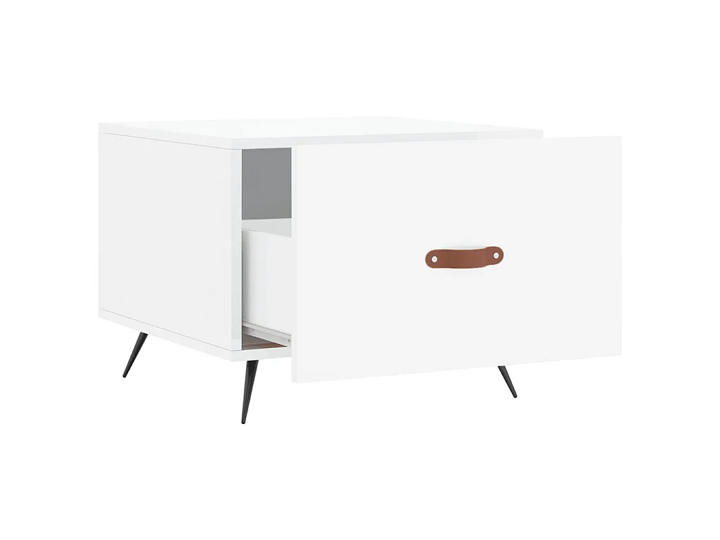 Tavolini Salotto 2pz Bianco Lucido 50x50x40cm Legno Multistrato