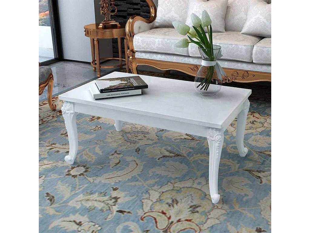 Tavolino da Salotto Bianco Lucido 100x50x42cm Legno Multistrato