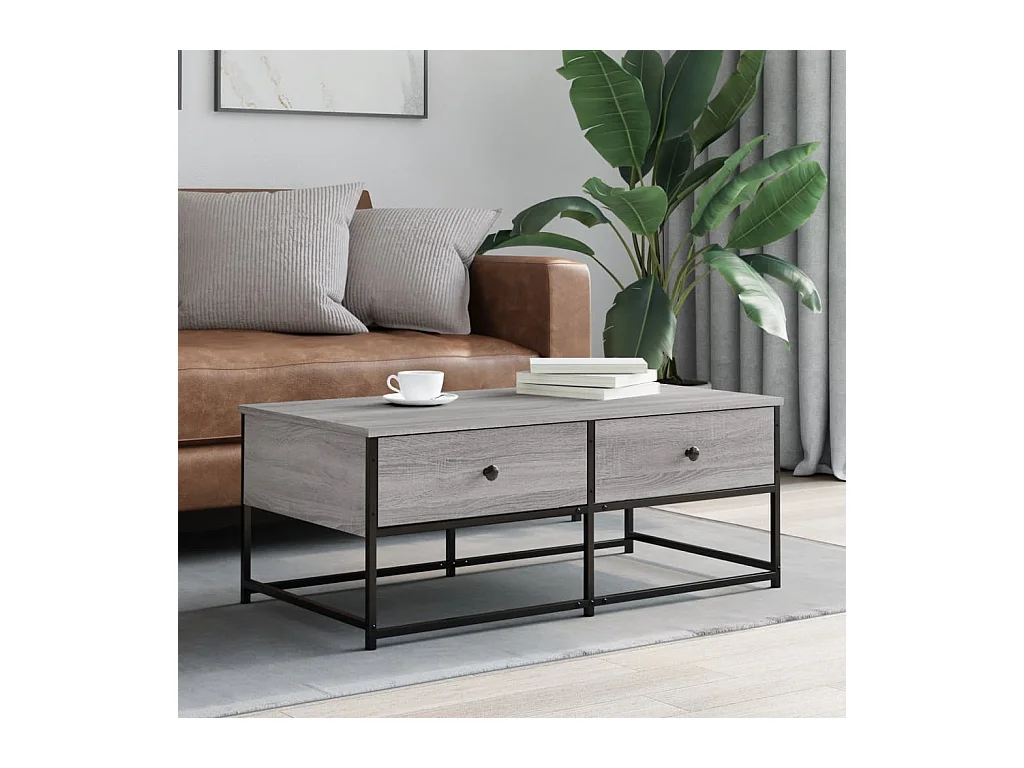 Table basse sonoma gris 100x51x40 cm bois d'ingénierie