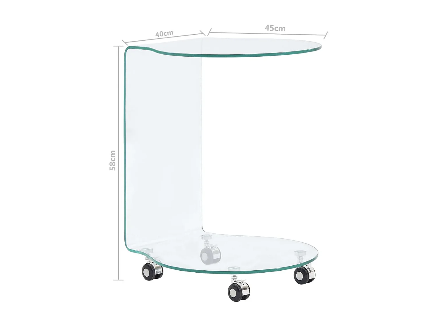 Table basse 45x40x58 cm Verre trempé