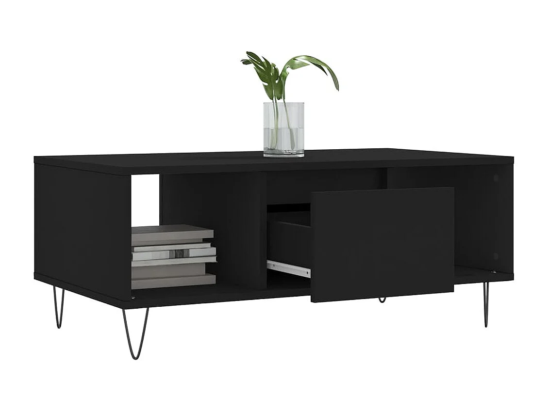 Table basse Noir 90x50x36,5 cm Bois d'ingénierie