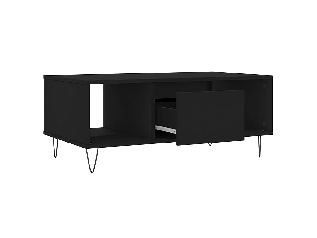 Tavolino da Salotto Nero 90x50x36,5 cm in Legno Multistrato