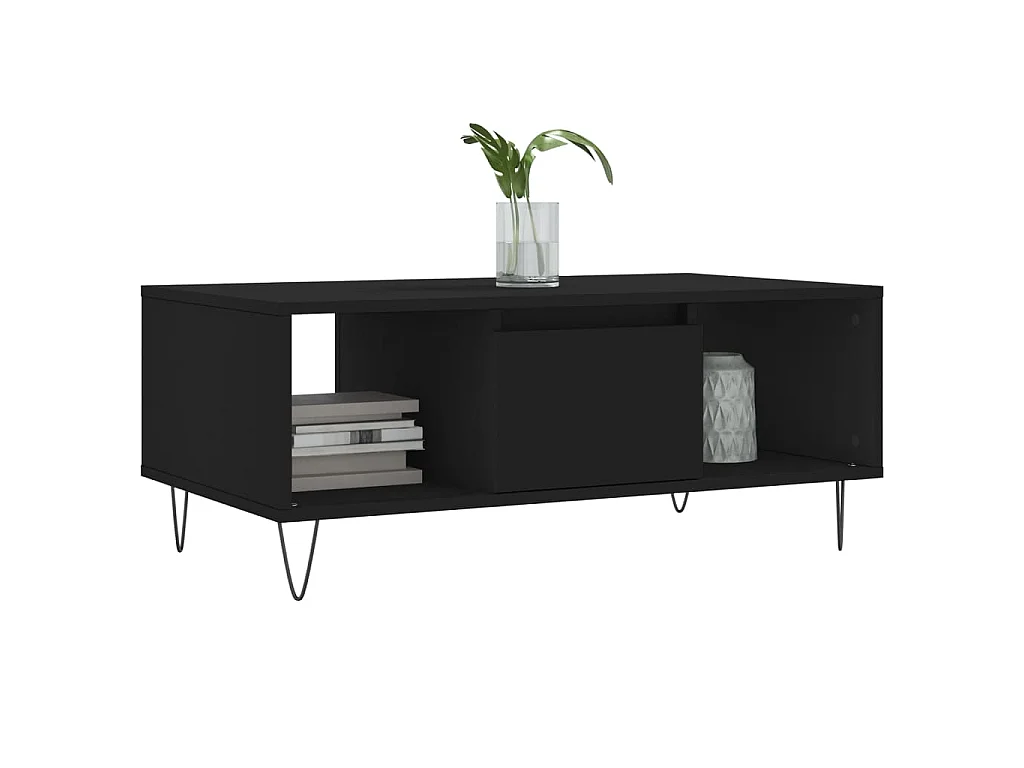 Tavolino da Salotto Nero 90x50x36,5 cm in Legno Multistrato