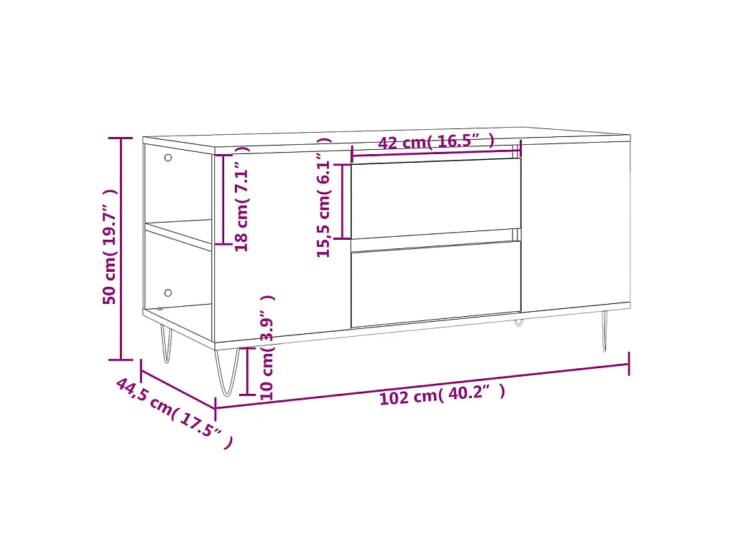 Couchtisch Betongrau 102x44,5x50 cm Holzwerkstoff