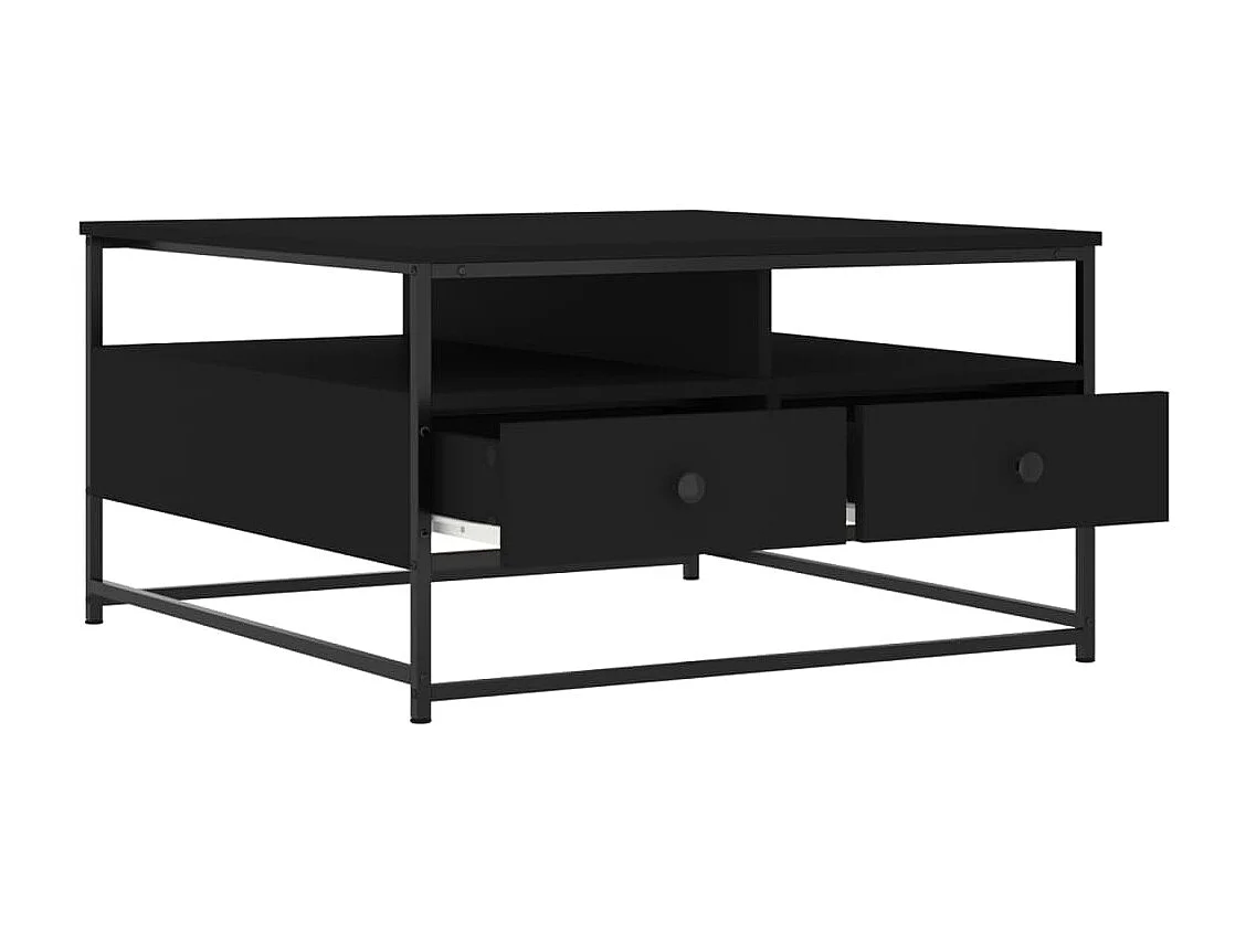 Table basse noir 80x80x45 cm bois d'ingénierie