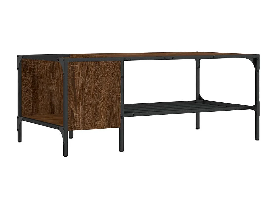 Salontafel met rek 100x51x40 cm bewerkt hout bruin eikenkleur