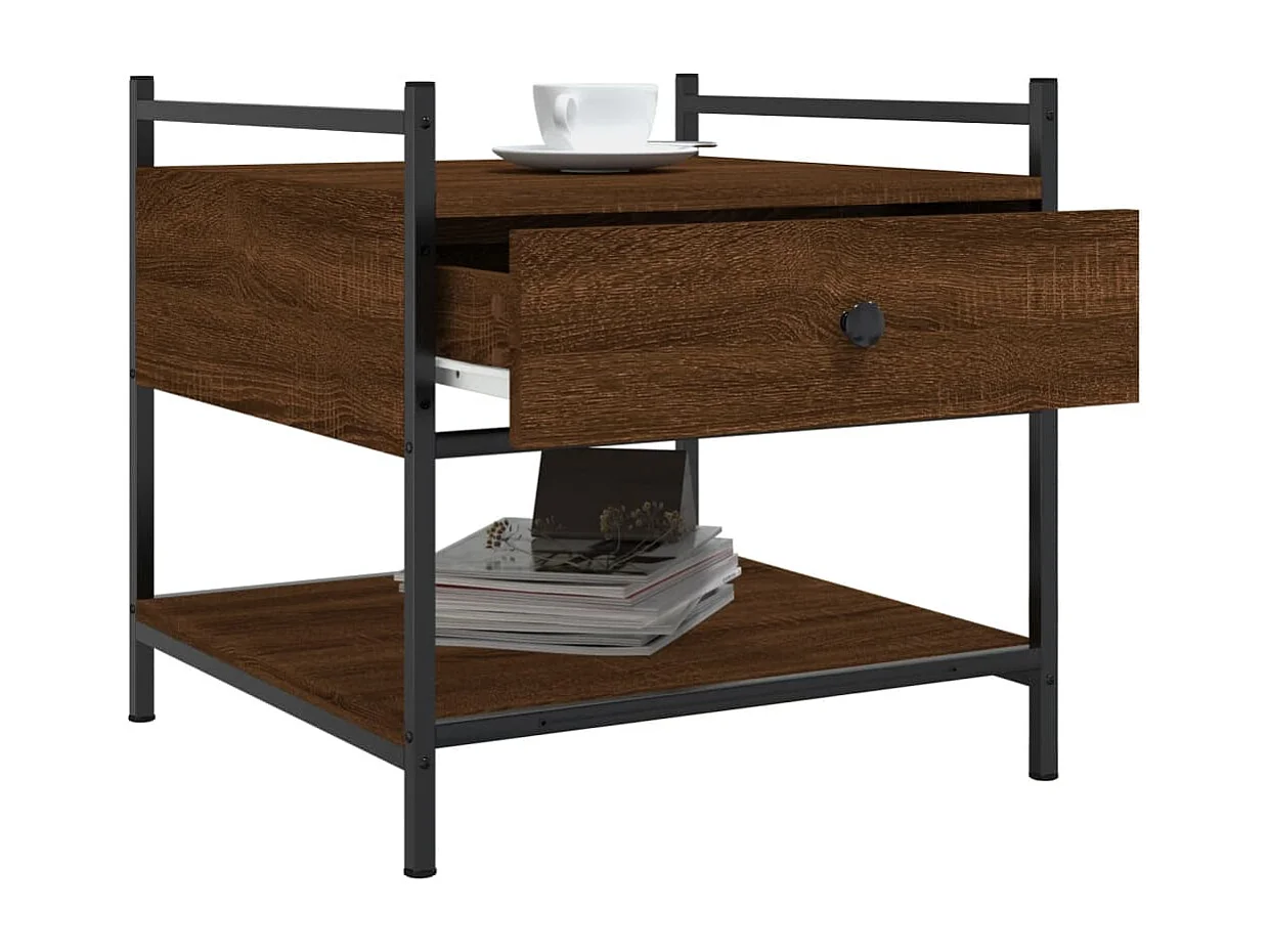 Mesa de centro madera de ingeniería marrón roble 50x50x50 cm