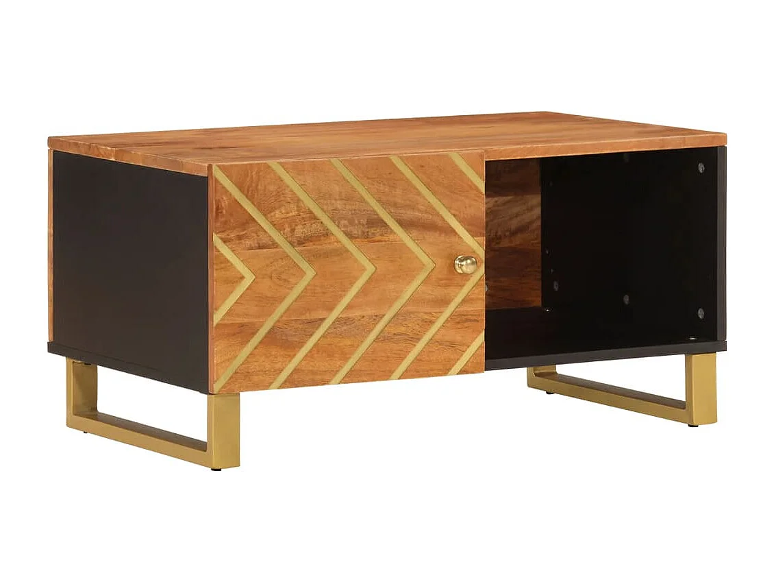 Table basse marron et noir 80x50x40 cm bois de massif manguier