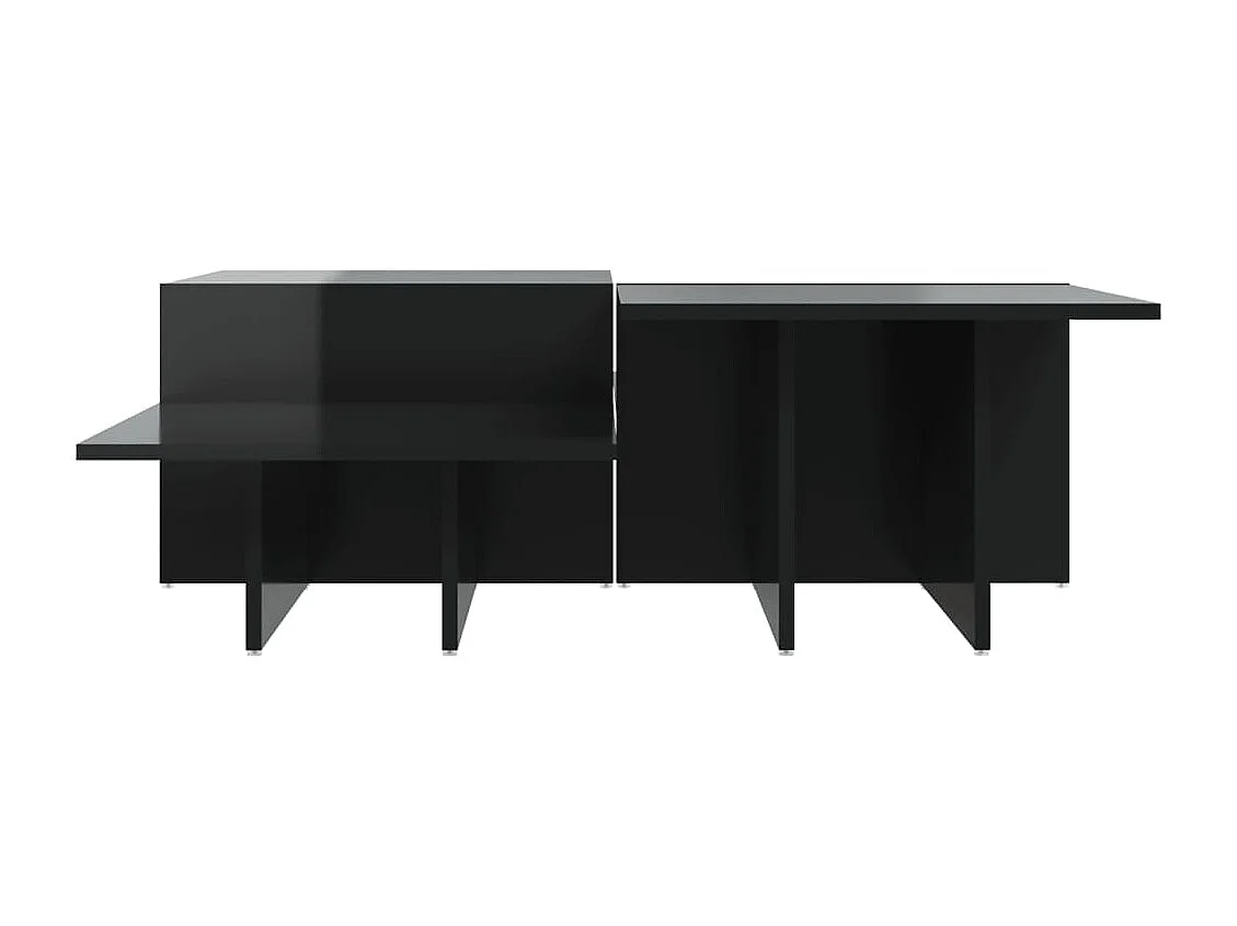 Tables basses 2 pcs noir brillant bois d'ingénierie