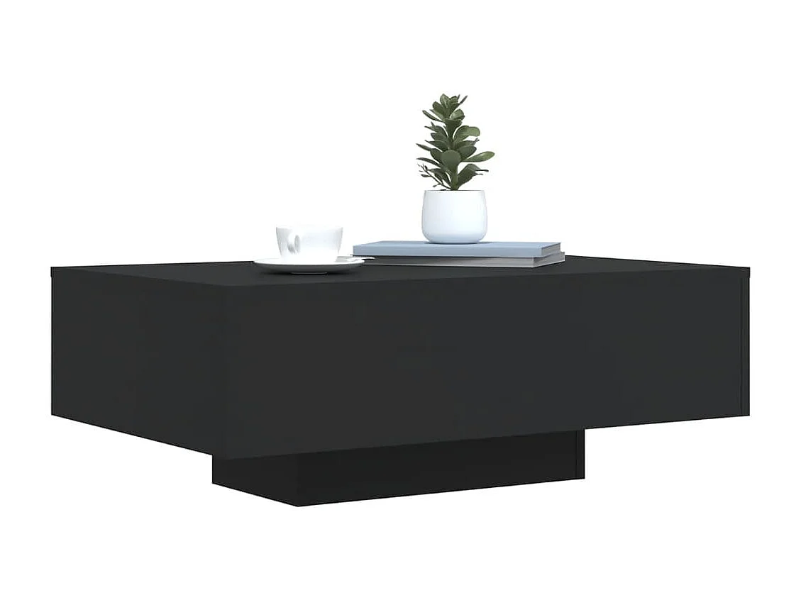 Table basse avec lumières LED noir 85x55x31 cm