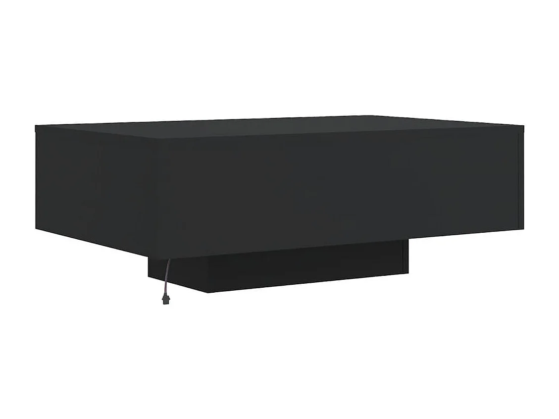 Table basse avec lumières LED noir 85x55x31 cm