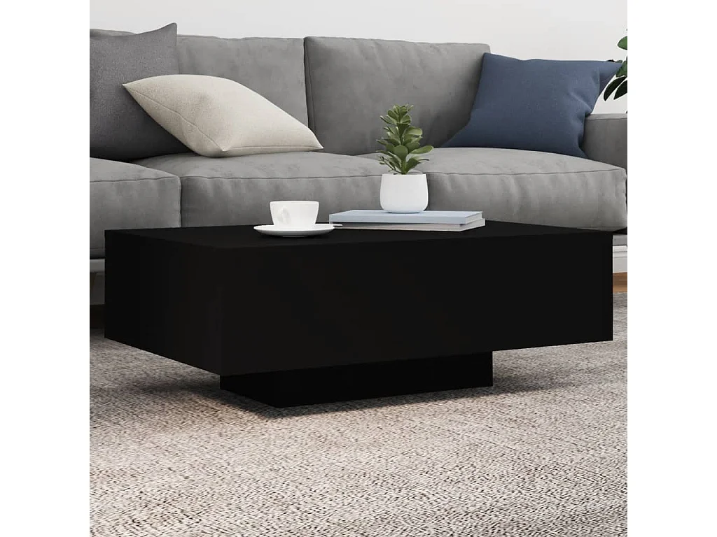 Salontafel met LED-verlichting 85x55x31 cm zwart