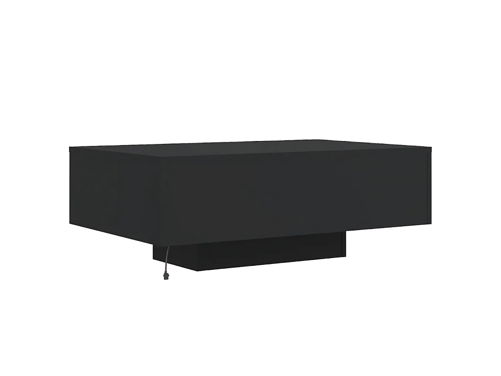 Table basse avec lumières LED noir 85x55x31 cm
