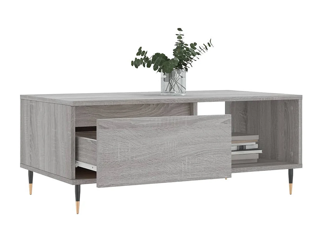 Mesa de centro 90x50x36,5 cm derivados madeira cinzento sonoma