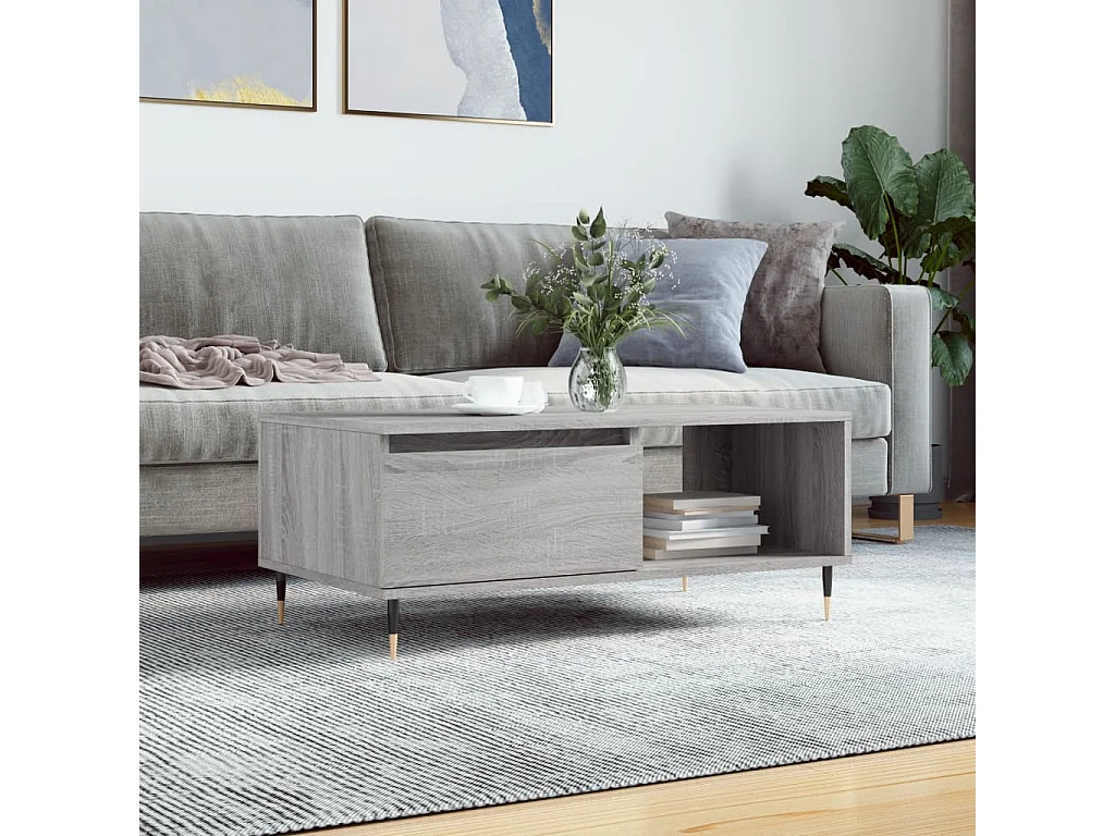 Table basse Sonoma gris 90x50x36,5 cm Bois d'ingénierie