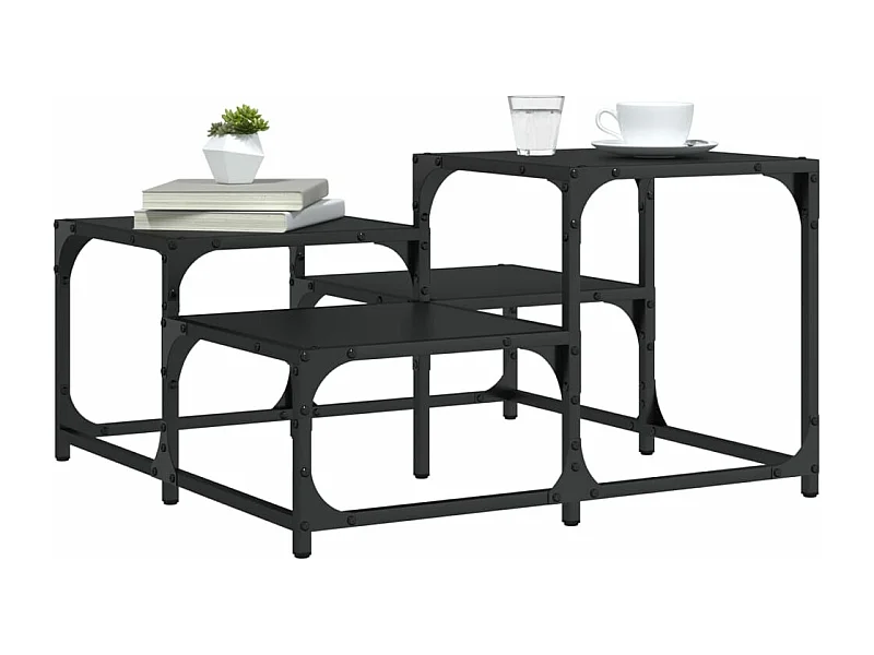 Table basse noir 68x68x40 cm bois d'ingénierie