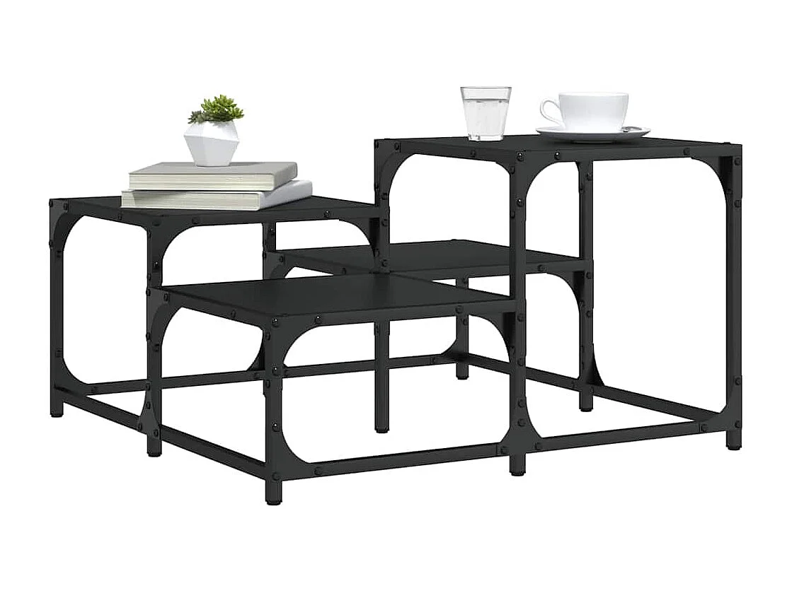 Table basse noir 68x68x40 cm bois d'ingénierie