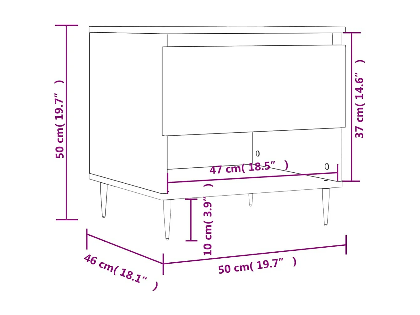 Tables basses 2 pcs noir 50x46x50 cm bois d'ingénierie