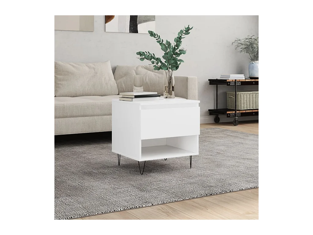 Table basse blanc 50x46x50 cm bois d’ingénierie