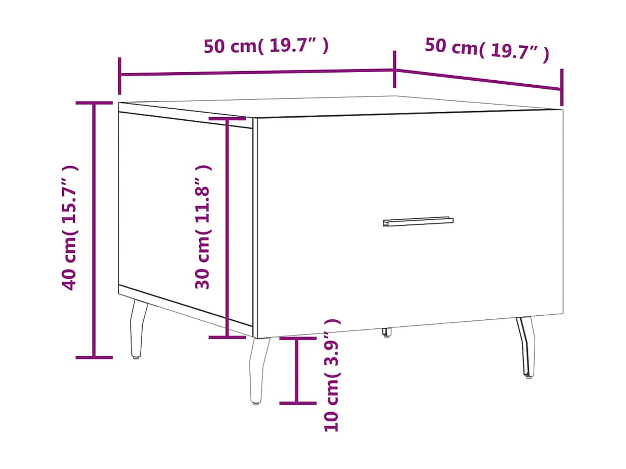 Tables basses 2 pcs noir 50x50x40 cm bois d'ingénierie