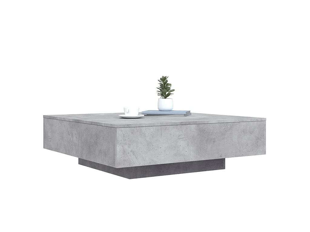 Mesa de centro com luzes LED 100x100x31 cm cinzento cimento