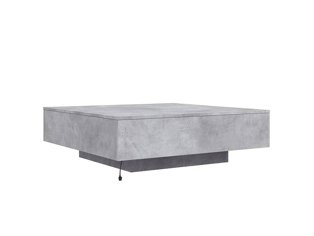 Mesa de centro com luzes LED 100x100x31 cm cinzento cimento