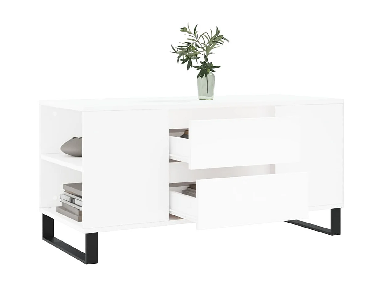 Table basse blanc 102x44,5x50 cm bois d'ingénierie