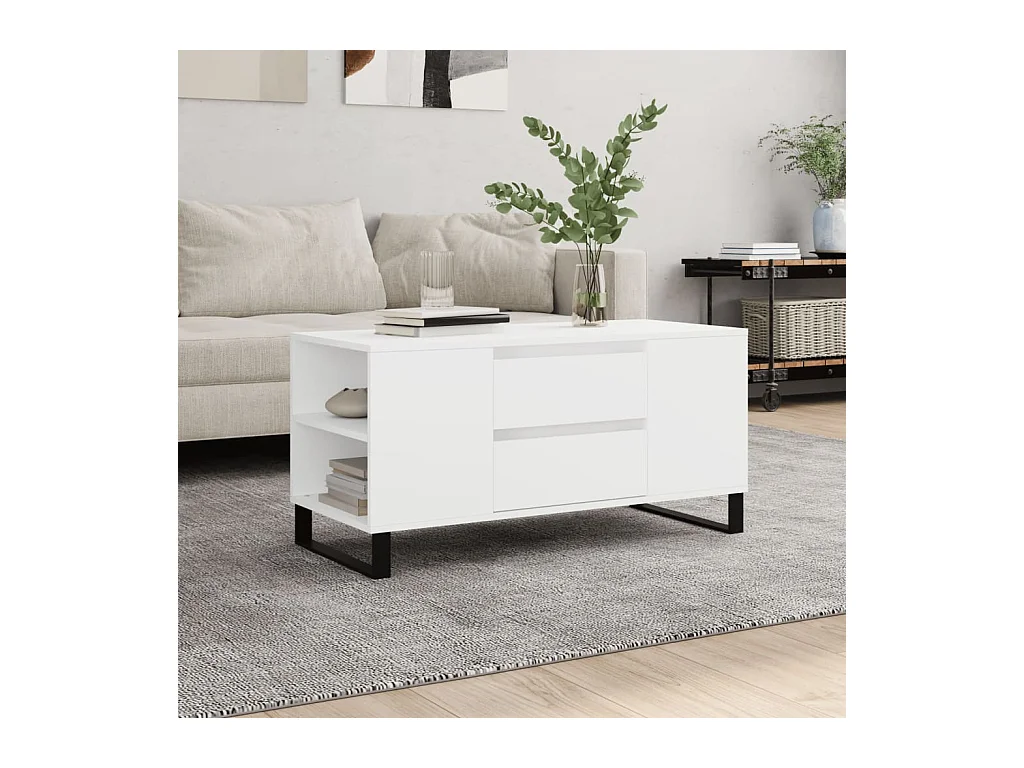 Salontafel 102x44,5x50 cm bewerkt hout wit
