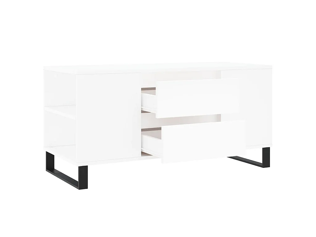 Tavolino da Salotto Bianco 102x44,5x50 cm in Legno Multistrato