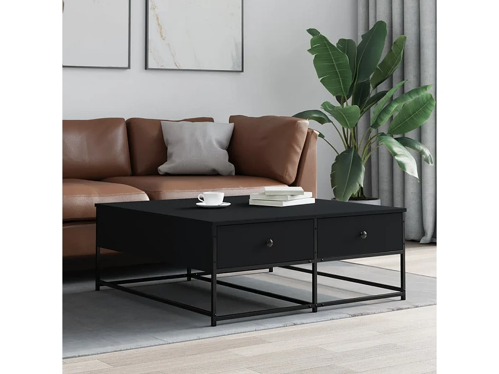 Table basse noir 100x99x40 cm bois d'ingénierie