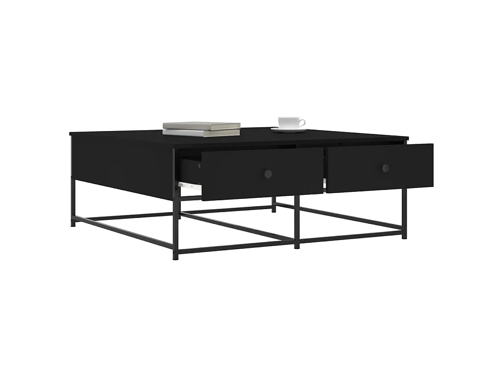 Table basse noir 100x99x40 cm bois d'ingénierie
