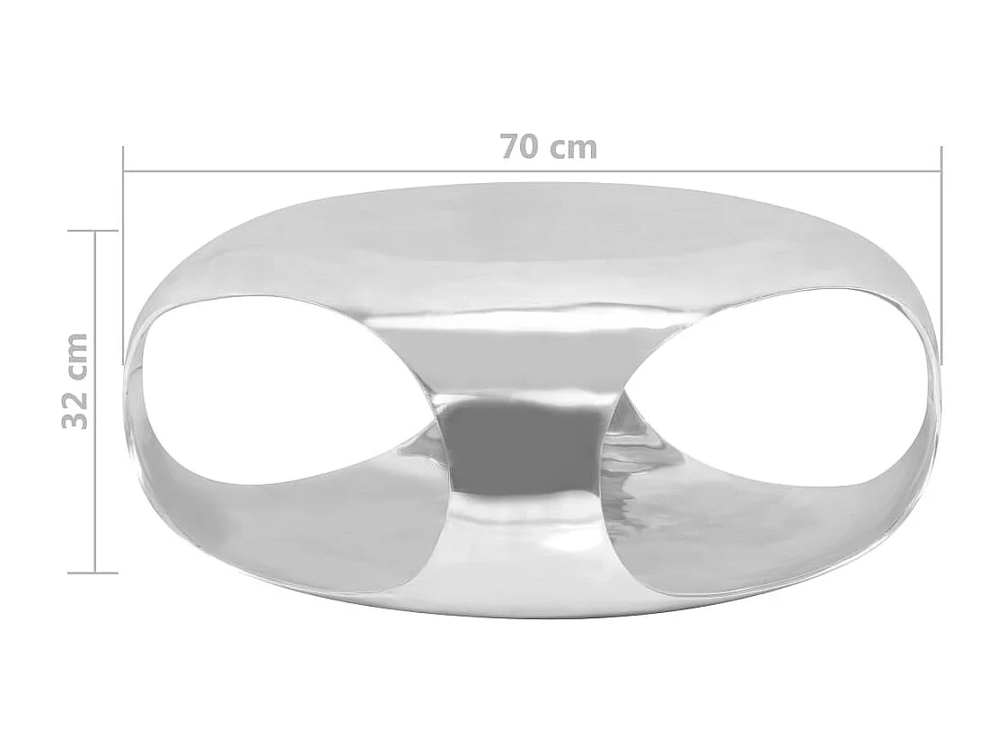 Table basse Aluminium moulé 70x70x32 cm Argenté