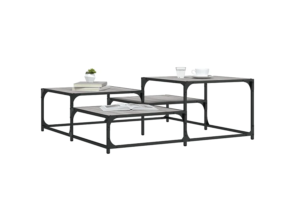 Salontafel 107x107x40 cm bewerkt hout grijs sonoma eikenkleurig