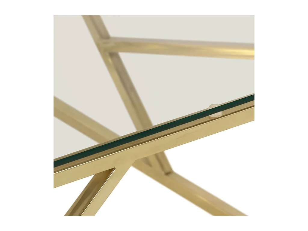 Salontafel roestvrijstaal en gehard glas goudkleurig