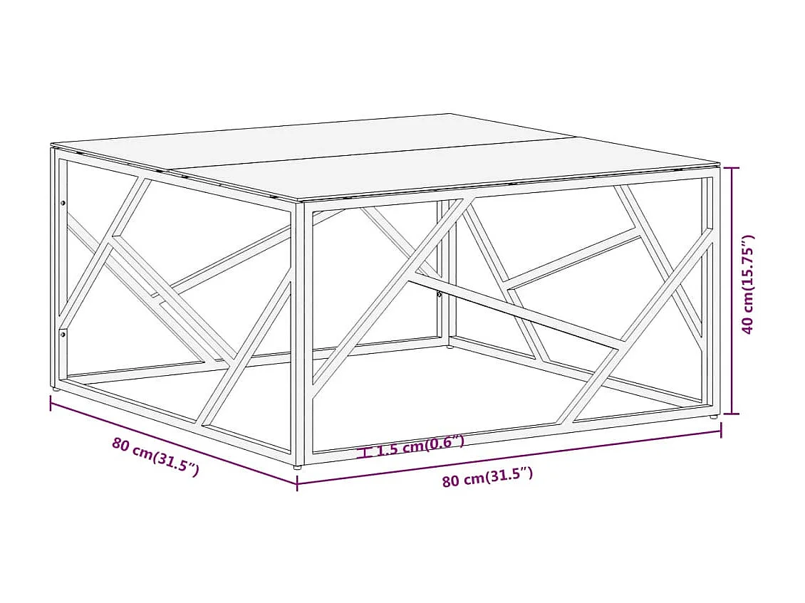 Table basse doré acier inoxydable et verre trempé